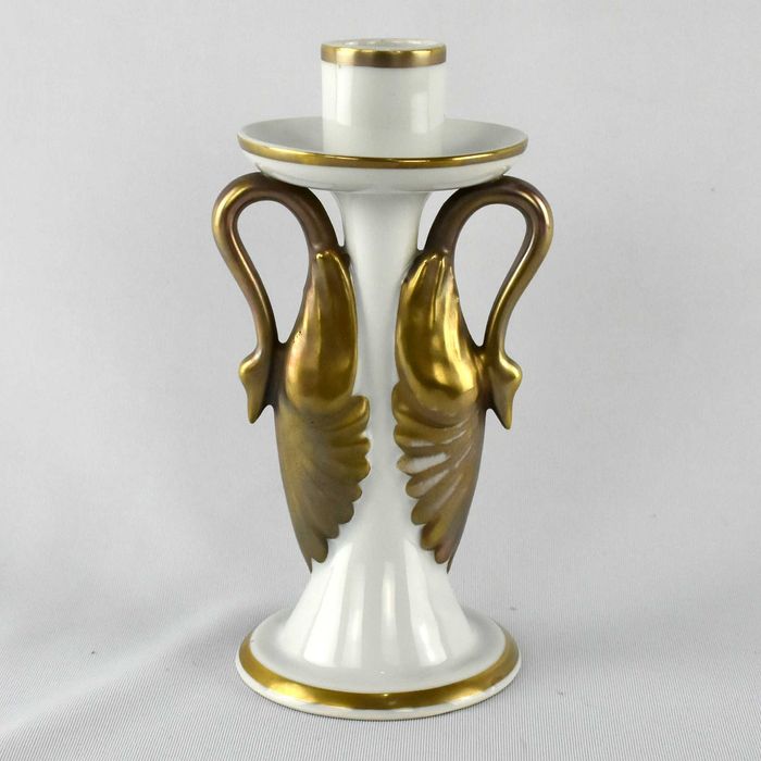 Castiçal em porcelana Artibus com dourados