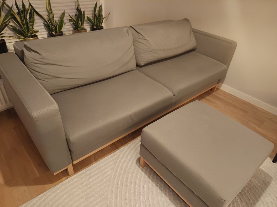 Sofa kanapa z funkcją spania, schowkiem i pufem