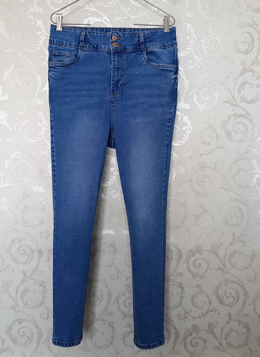 р 16-18 / 50-52-54 сині джинси штани скіні вузькі з високою талією