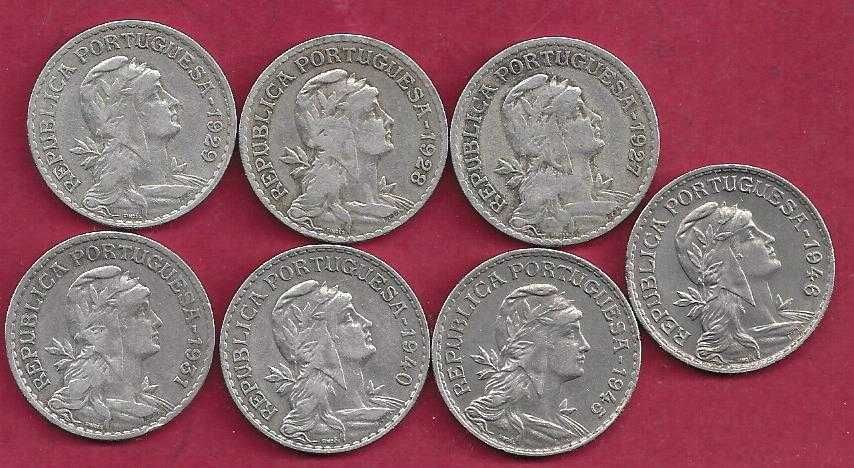 7 Moedas Primeiras datas de 1 escudo  Alpaca  em  muito bom Estado