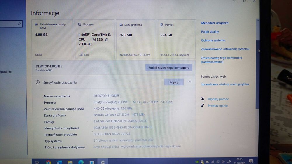 Laptop Toshiba A500-1EE