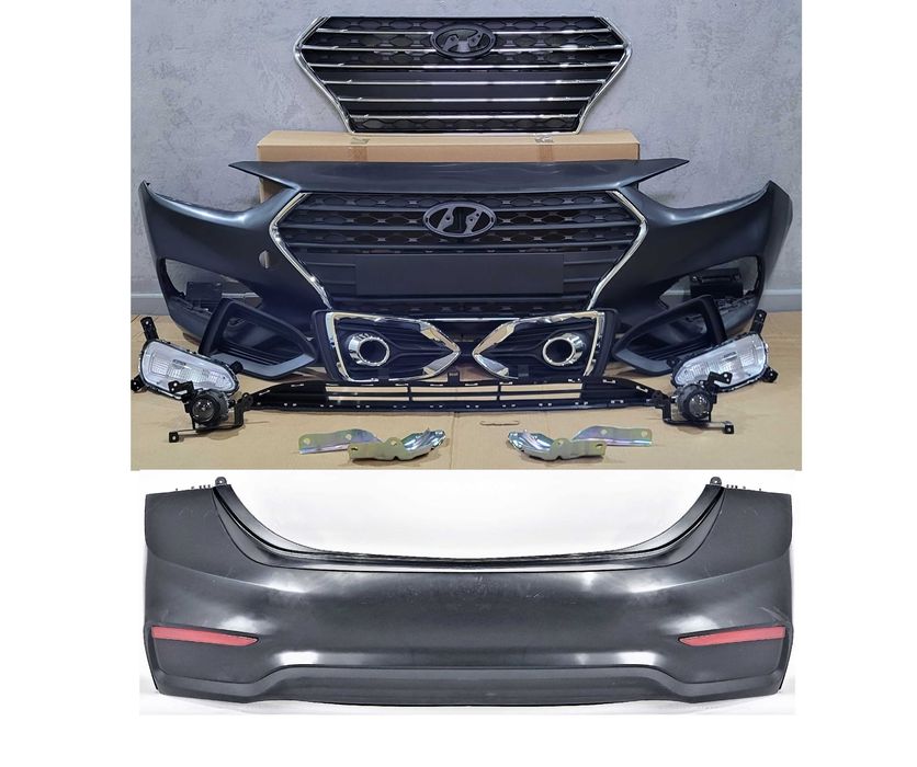 Accent 2017-2021 Решетка бампер комплект