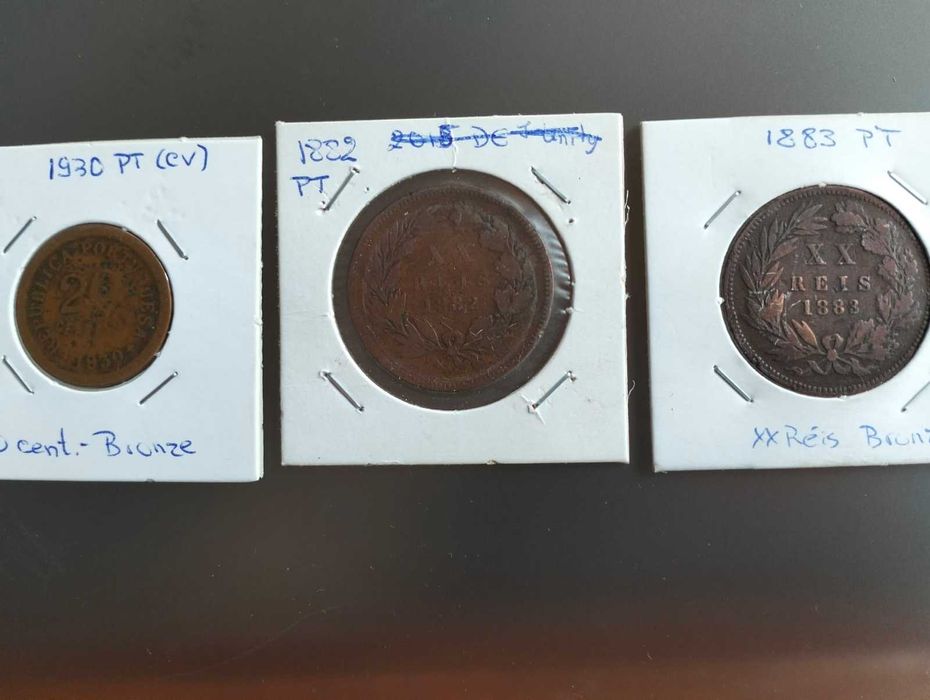 Moedas Portuguesas - Pack 10 Monarquia + 1 Rep. Colonial (Cabo Verde)