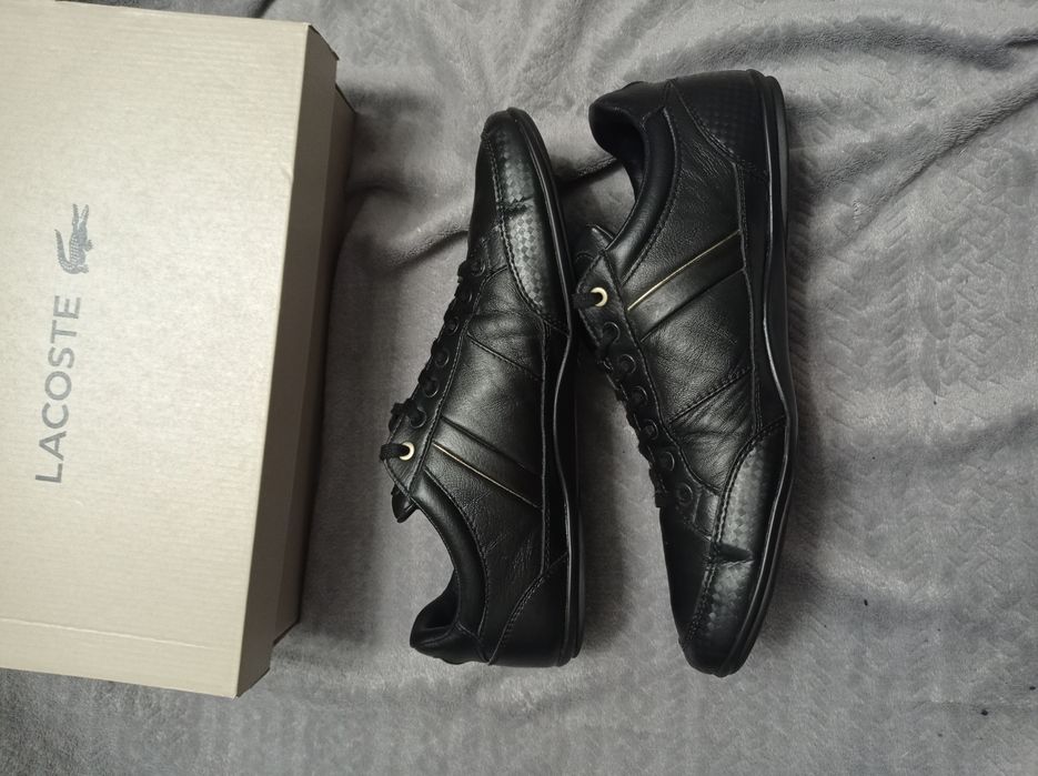 Buty Lacoste Chaymon rozmiar 44 czarne j Nowe skórzane skóra sneakersy