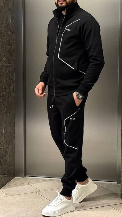 HUGO BOSS мужской брендовый спортивный костюм оригинал штаны зип худи