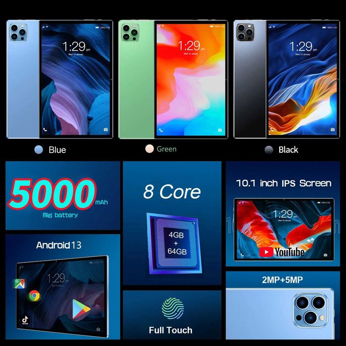 Планшет з підтримкою сім карти та екраном 10.1 дюймів BDF