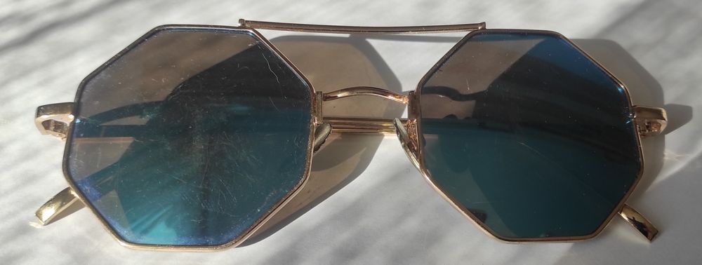 Okulary lenonki, niebieskie szkło