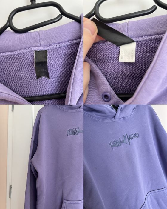 bluza Real Madrid Adidas fioletowa z kapturem S