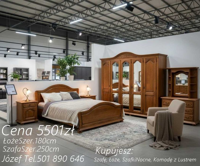 Piękna Sypialnia Dębowa *Meble-do-sypialni*Łóżka-Szafy-Szafki-Nocne...