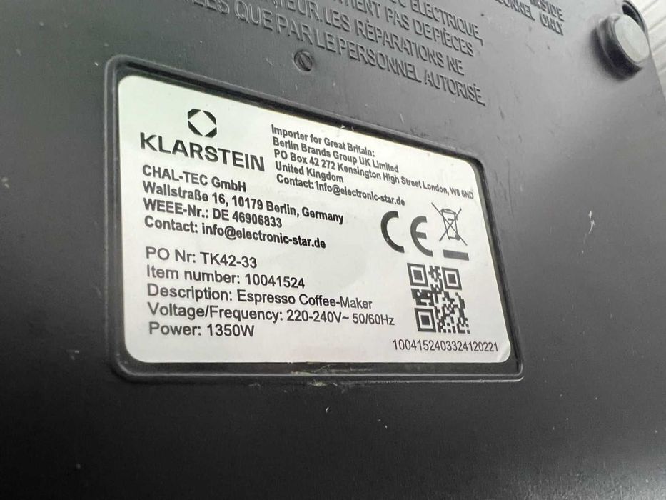 Кавоварка (кавомашина) klarstein arabica comfort