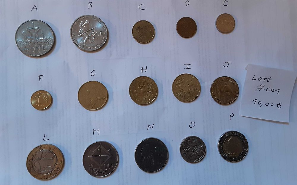 4 lotes de moedas – 15 moedas cada (Portugal e mundo)