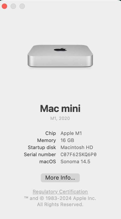 Mac Mini M1 2020 16/1TB