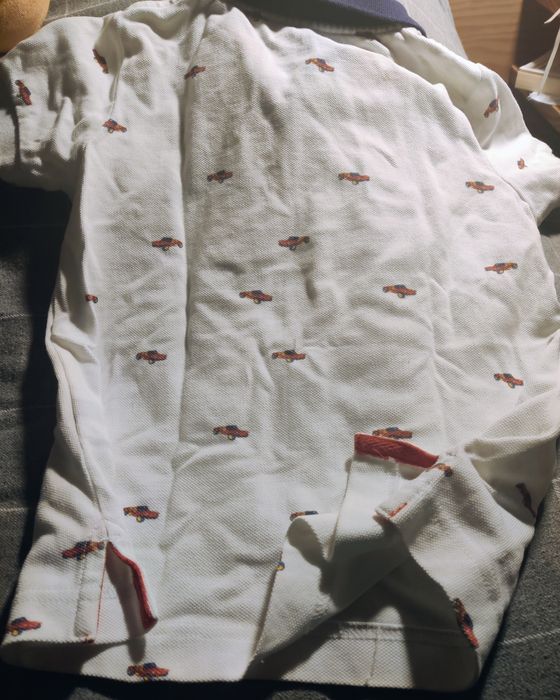 T-shirt, polo, manga curta, branca, carros, Beach Time Hackett London 3/4 anos