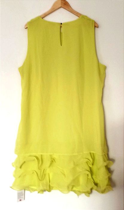 NOWA piękna balowa sukienka r.54 - szyfon, falbanki  - limonka