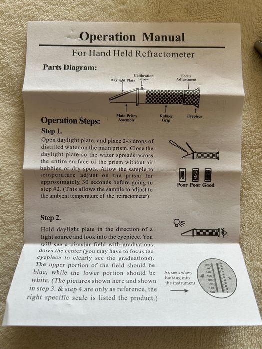 Refractometro para medir densidade/BRIX no mosto de cerveja