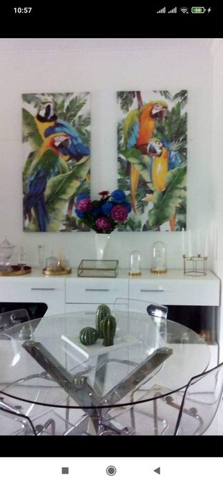 CONJUNTO NOVO Mesa vidro inox + 4 cadeiras