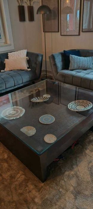 Mesa de Centro (Madeira e Vidro)