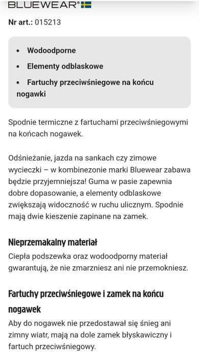 Spodnie termiczne robocze bluewear z odblaskami