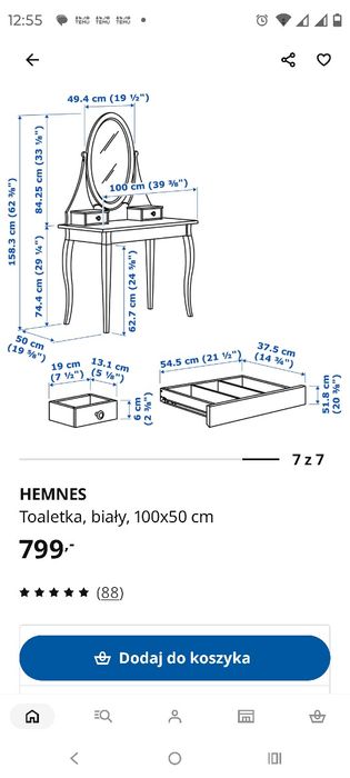 Toaletka Hemnes Ikea
