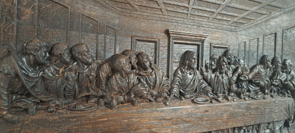 Płaskorzeźba w dębie - Ostatnia Wieczerza, prezent, pamiątka