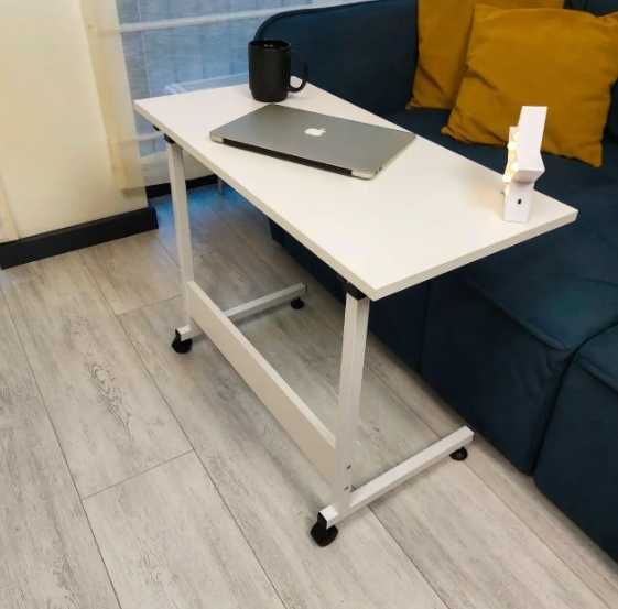 Столик для ноутбуку білий на колесах