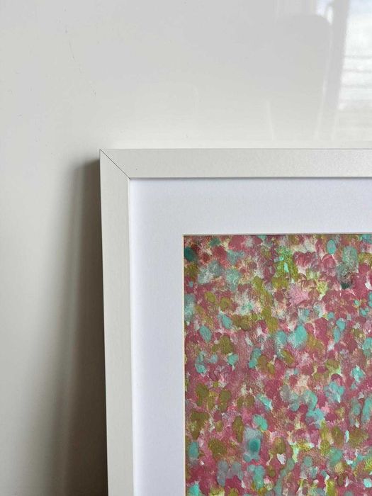 Quadro - Pintura abstrata em aguarela com moldura