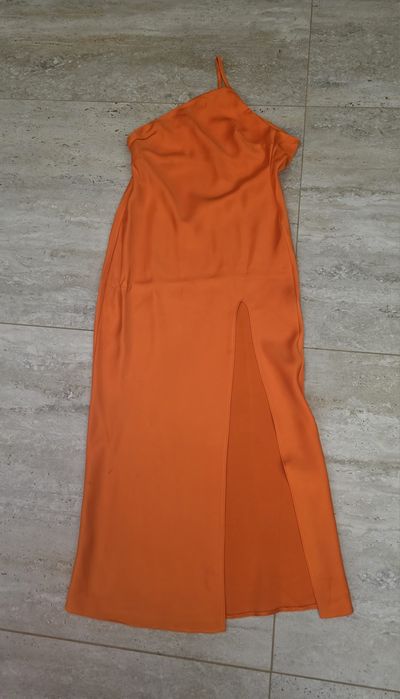 Sukienka 34 XS pomarańczowa elegancka długa wesele impreza