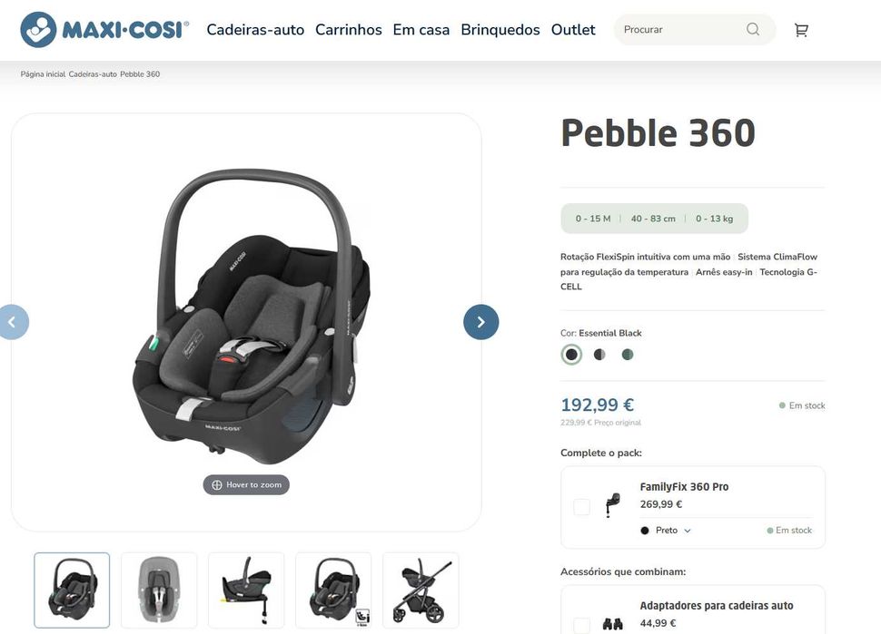 Ovo Maxi-Cosi Pebble 360 dos 0-15M