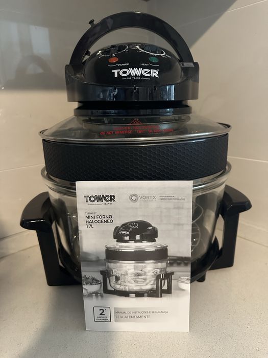 Forno de halogéneo 17L 1400W preto TOWER com manual