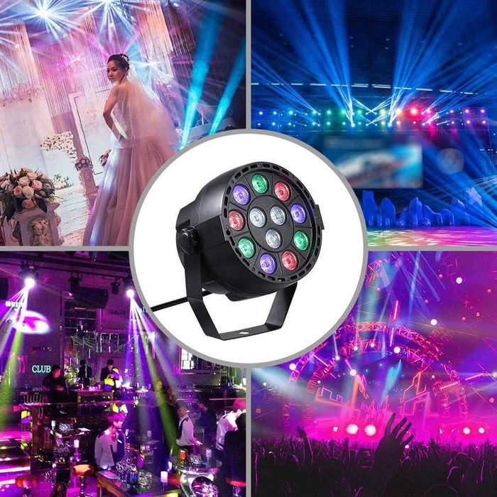 4x Oświetlenie sceniczne Światła dyskotekowe imprezowe 12LED RGB DMX