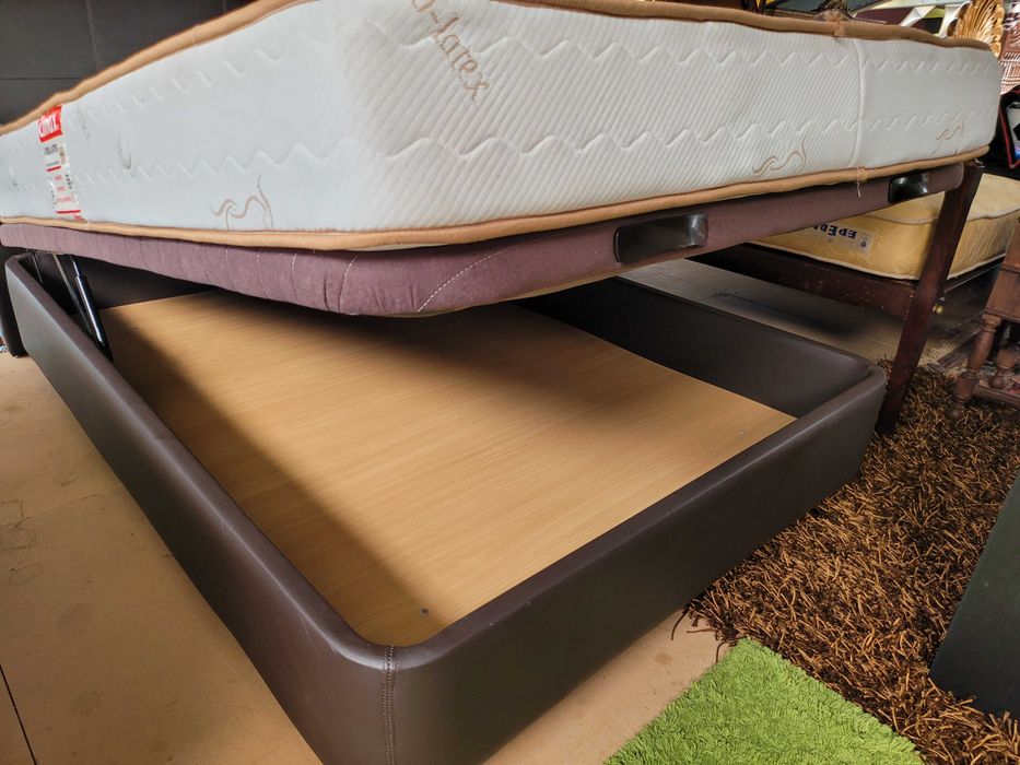 Double bed base with storage, headboard, and mattress – Complete set64409328522753124