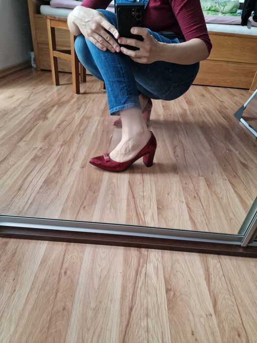 Bordowe czółenka Neścior 41 NOWE