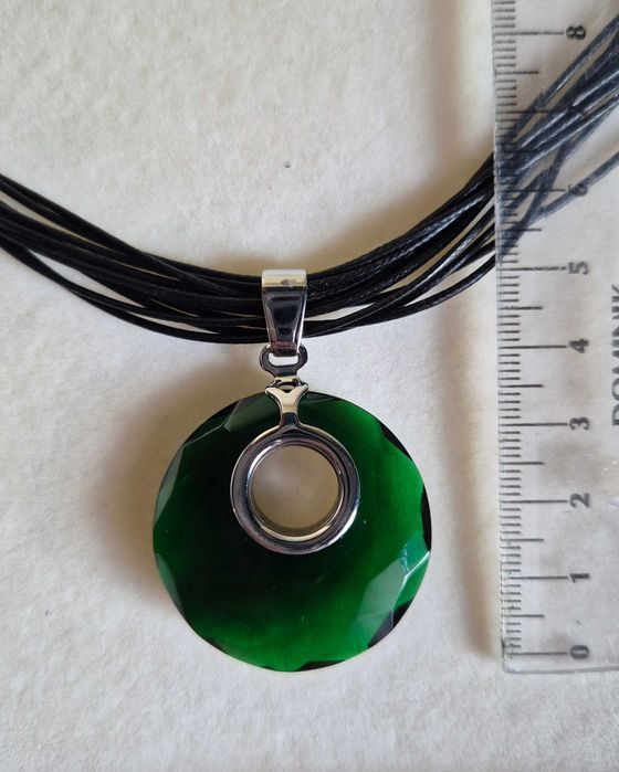 Naszyjnik Apart Elixa stal nierdzewna, sznurek, szkło zielony