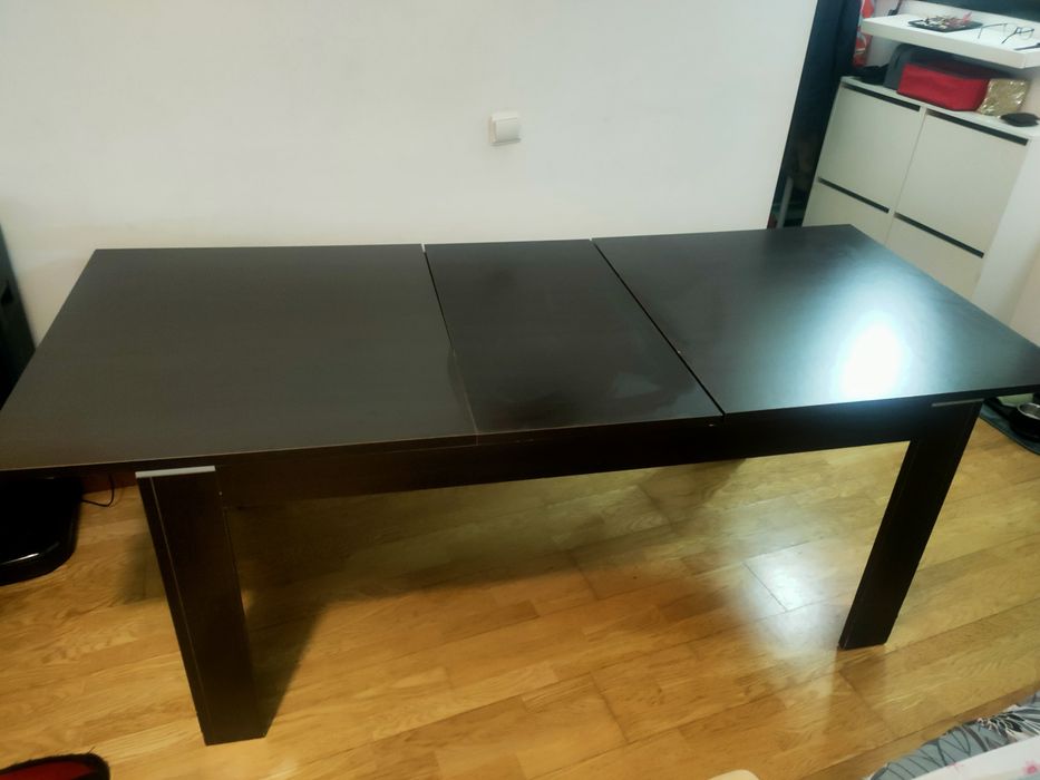 Conjunto Mesa Jantar Extensível Wengué (Desmontada) + 4 Cadeiras