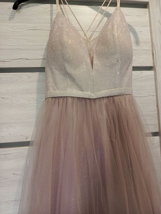 Sukienka z tiulem maxi 36 świadkowa ekstra+gratis