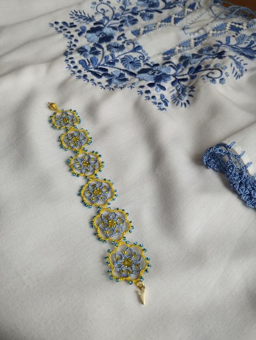 Патріотичний браслет. Прикраса під вишиванку. Подарунок