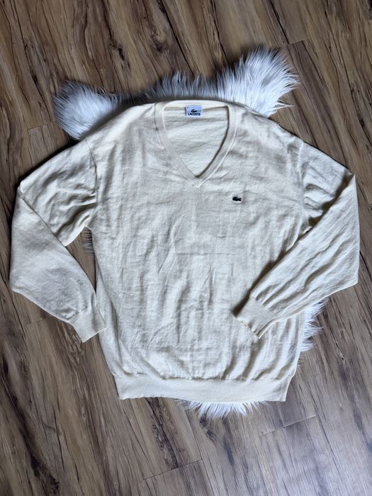 Sweterek męski Lacoste romziar XL/XXL kremowy vintage
