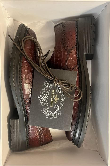 Чоловіче взуття з шкіри croco бордове WITTCHEN