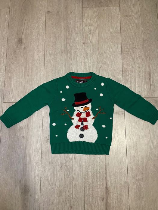 Дитячий новорічний светр світер з малюнком сніговик F&F