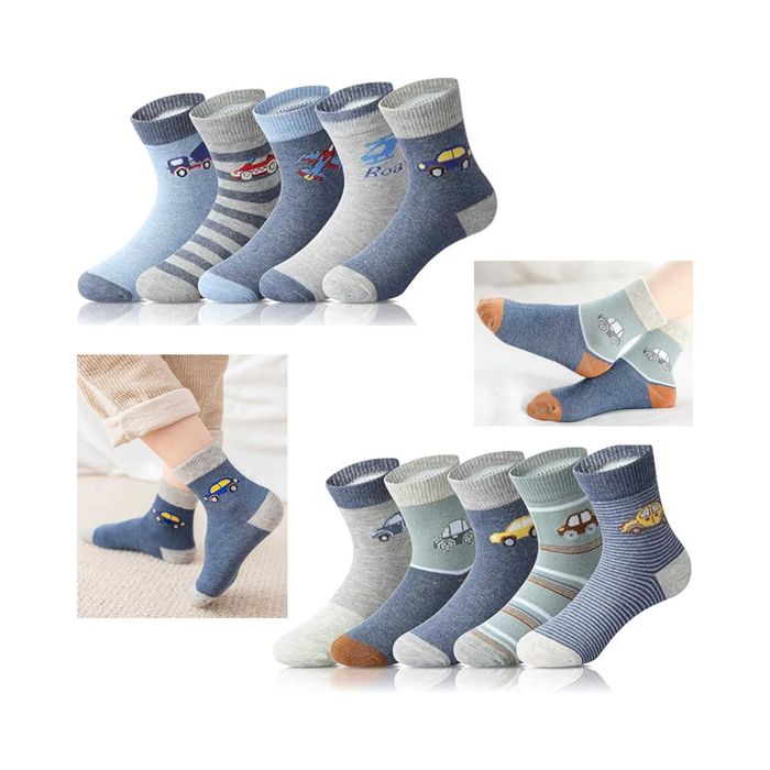 ADOREL Skarpetki Chłopięce Bawełniane 10-Pak Car Blue 4-6 Lat 27-30