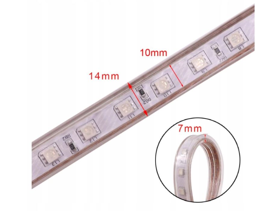TAŚMA LED RGB 230 V na metry Wodoodporna PILOT