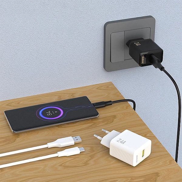 Ładowarka sieciowa Dudao A23TEU 2.4A GaN USB-A z kablem USB-A - USB-C