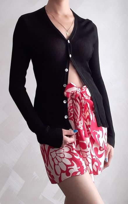 Czarny kardigan na guziki dIanina French chic Black cardigan quiet lux
