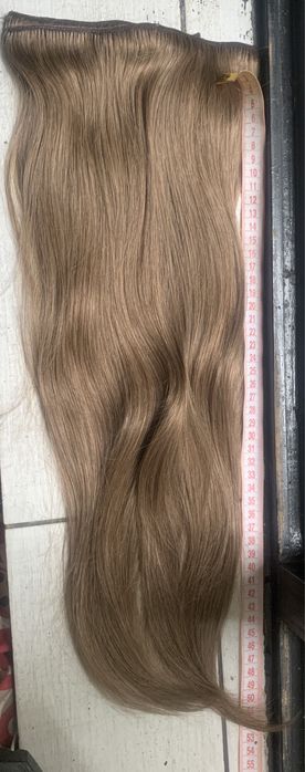 Волосы на трессах,волосся детские некрашенные пепельный русый 55 см!