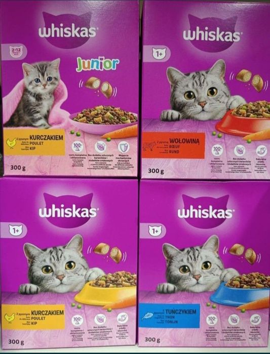 Zestaw 4 opakowań karmy dla kota Whiskas 300g