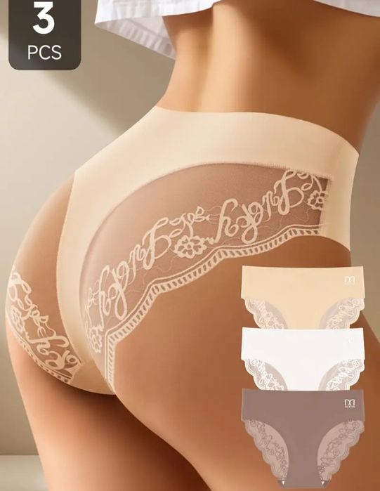 Жіночі трусики 3 пари XXL з мереживом