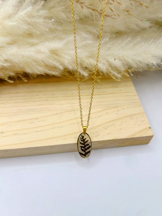 Naszyjnik z paprotką leśną handmade idealny prezent