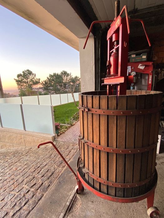 Prensa de uvas com macaco manual