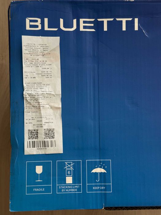 Зарядна станція Bluetti AC180P 1440Wh 1800W (чек, коробка)