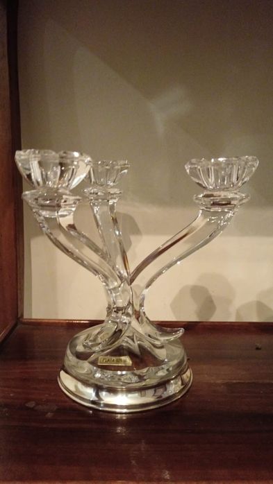 Candelabros em cristal e prata